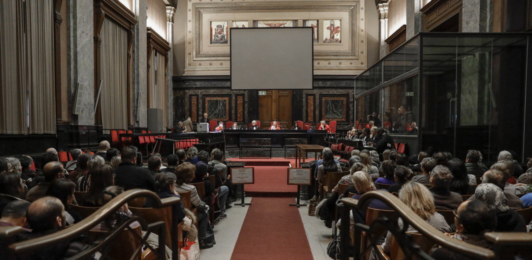 Illustration picture shows the jury composition before the start of the assize trial of David Dupuis, Stephan Picron and Mousa Touili before the assize court of Brussels Capital for the murder of Robert Dupuis (58) on June 10th 2011 in Etterbeek, on Monday 06 March 2017, in Brussels. David Dupuis, son of the victim is accused of ordering his father's murder. BELGA PHOTO THIERRY ROGE