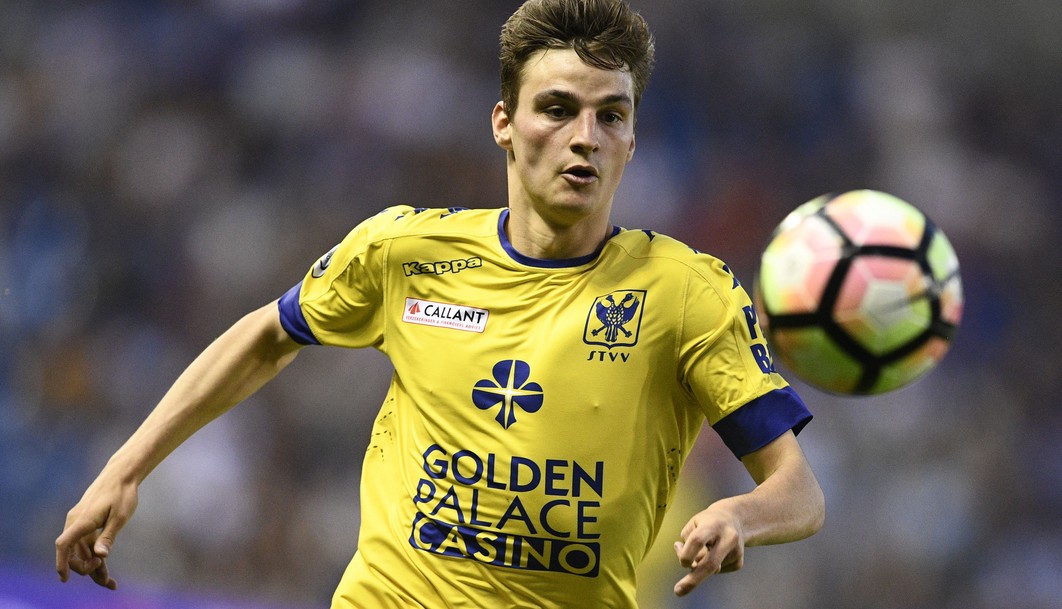 STVV's Pieter Gerkens pictured in action during the Jupiler Pro League match between KRC Genk and STVV, in Genk, Saturday 27 May 2017, the final of the Play-off 2B of the Belgian soccer championship. BELGA PHOTO YORICK JANSENS