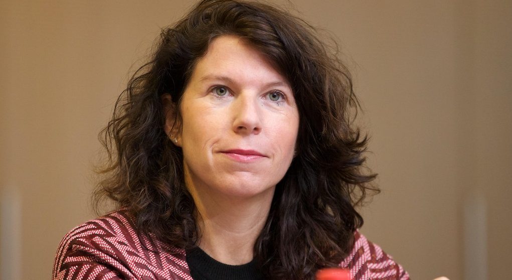 Brussels region State Secretary of Informatics, Digitalization, Equal Opportunities Policy, Animal Welfare, Cooperation Development and Traffic Safety Bianca Debaets pictured during a press conference of the Brussels government about the measures taken in the aftermath of the March 22nd terrorist attacks, on Thursday 28 April 2016 in Brussels. BELGA PHOTO NICOLAS MAETERLINCK