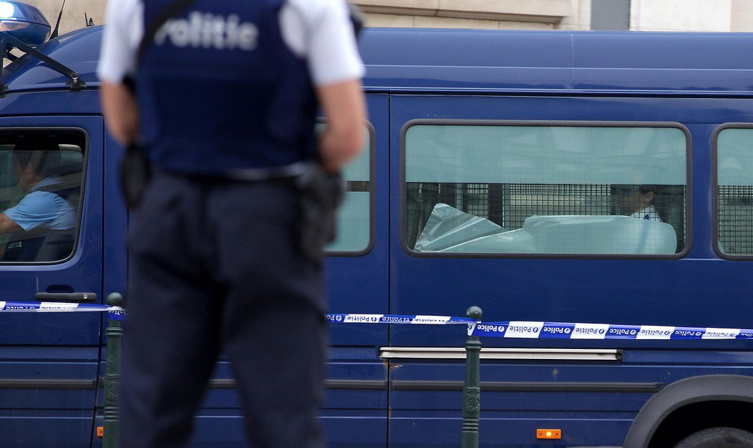 The accused arrive at the council chamber in Brussels, where the terrorism case of the March 22 attacks in Brussels and Zaventem will be handled, Thursday 01 September 2016. Youssef E.A., Ali E.H.A., Bilal E.M., Mohamed Abrini, Herve B.M., Ossama K. and Ibrahim F. are accused of involvement in terrorist activities. BELGA PHOTO NICOLAS MAETERLINCK
