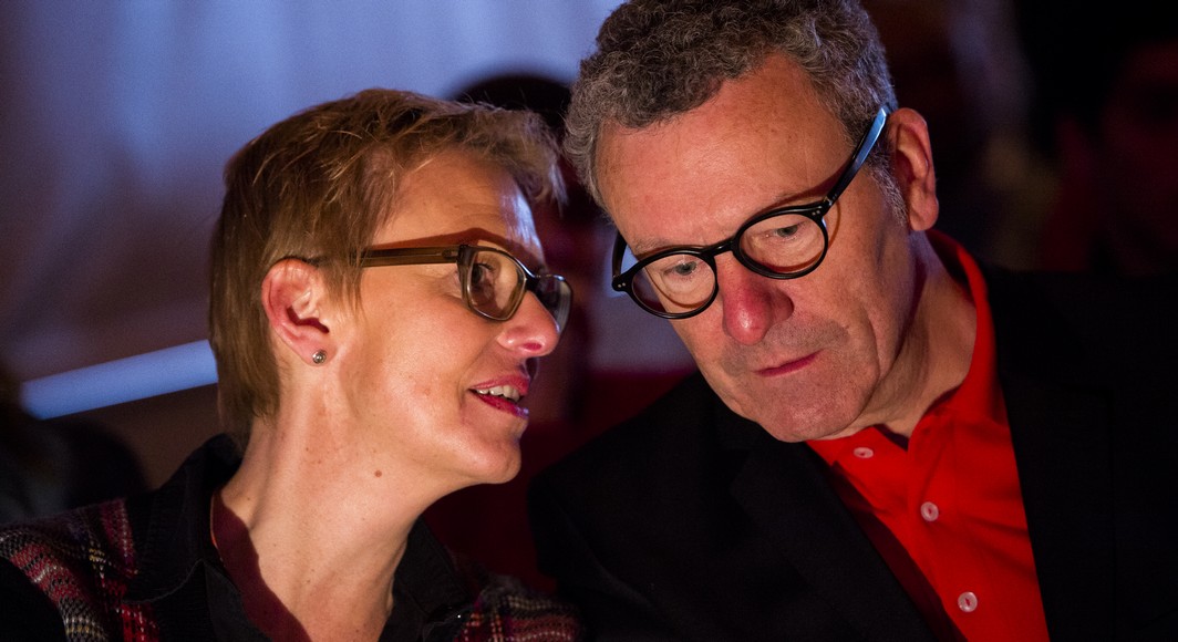 Karine Lalieux and Brussels City mayor Yvan Mayeur pictured during the congress of PS french-speaking socialists, in Brussels, on the first of May, International Labour day, Sunday 01 May 2016. BELGA PHOTO LAURIE DIEFFEMBACQ