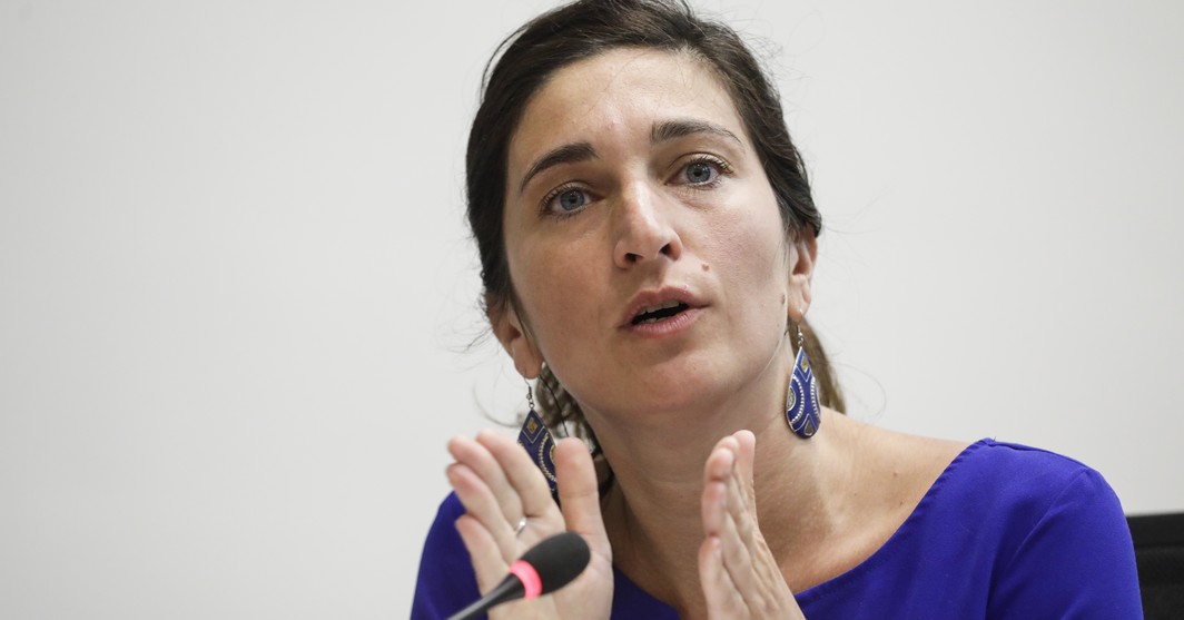 State Secretary for Poverty, equal opportunities, Science and big cities, Zuhal Demir pictured during a hearing of the parliamentary commission for public health, at the federal parliament, in Brussels, Wednesday 19 April 2017. The commission will hear the political orientation of new state secretary against poverty. BELGA PHOTO THIERRY ROGE