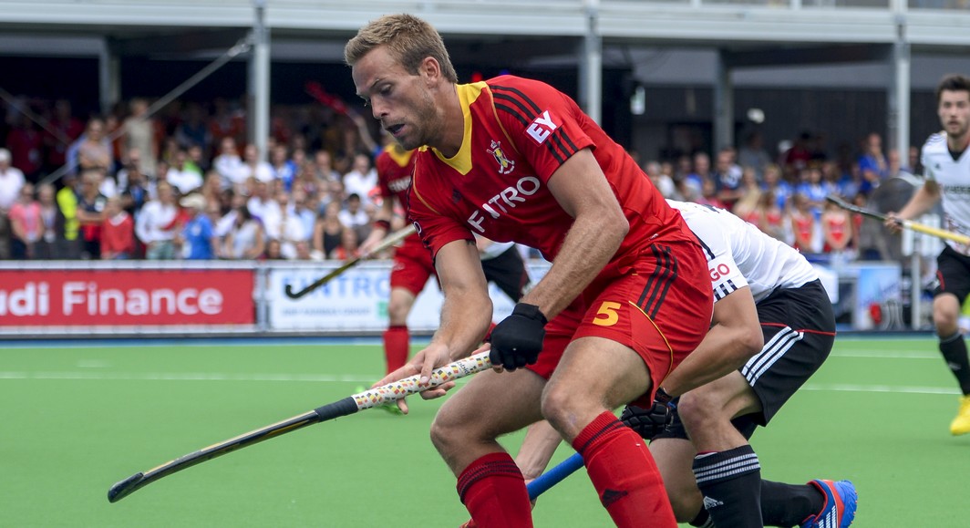 20130825 - BOOM, BELGIUM: Belgium's Jerome Dekeyser pictured during the men's hockey game between the Belgium Red Lions and Germany, the final of the European Hockey Championships 2013, Sunday 25 August 2013, at the Braxgata hockey club in Boom. BELGA PHOTO DIRK WAEM
