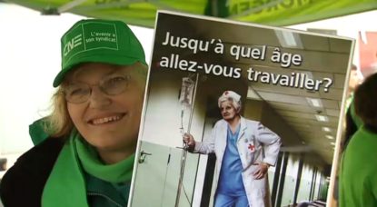 Giuseppina, 45 ans, et Françoise, 58 ans, ont décidé de manifester : "On ne se voit pas travailler jusque 67 ans" - BX1