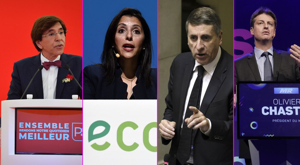 Elio Di Rupo - Zakia Khattabi - Olivier Maingain - Olivier Chastel - Montage Belga