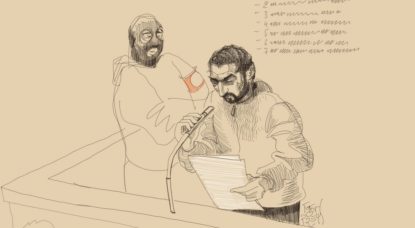 Dessin Mehdi Nemmouche Discours - Procès Attentat Musée Juif - Belga Igor Preys