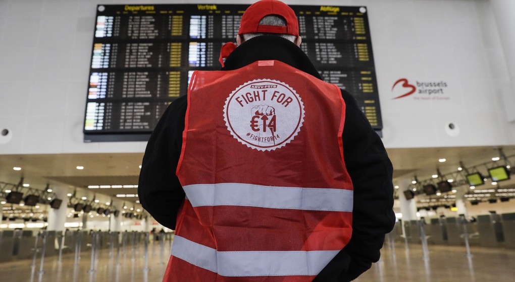 Syndicat FGTB - Brussels Airport - Grève nationale - Belga Thierry Roge