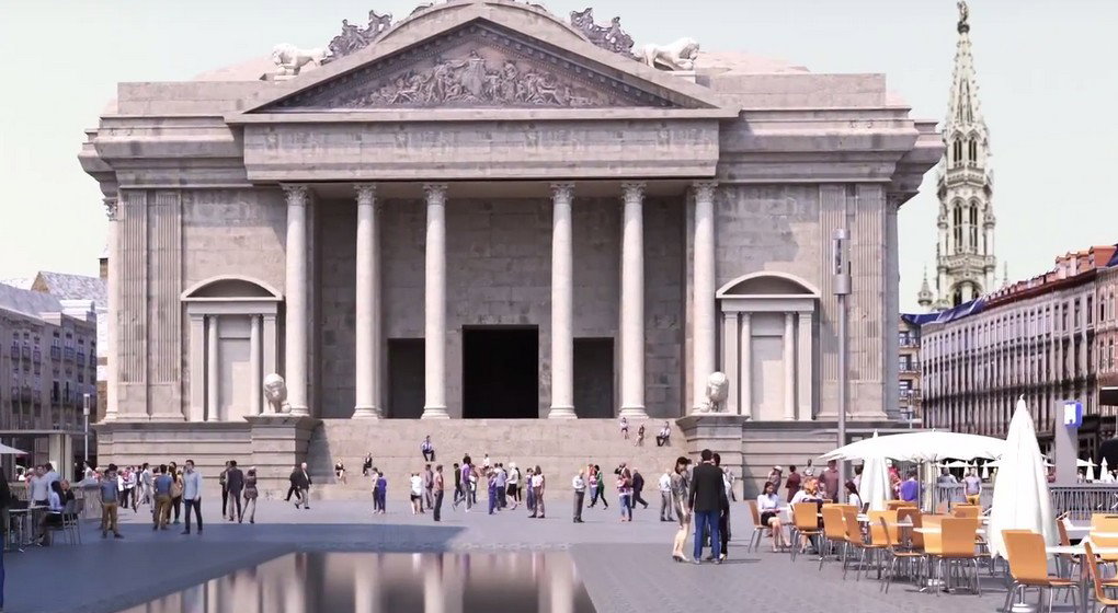Piétonnier Bruxelles - Bourse - Projection Beliris