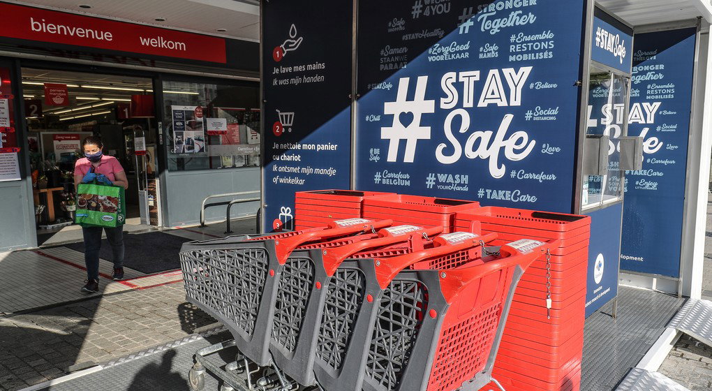 Carrefour Désinfection Place Jourdan - Belga Bruno Fahy