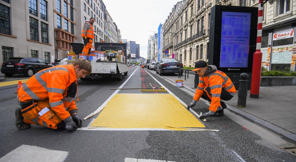 Construction Piste cyclable Bruxelles - Belga Laurie Dieffembacq