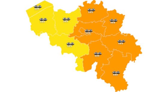 Carte Belgique - Avertissements orages IRM - 23072021