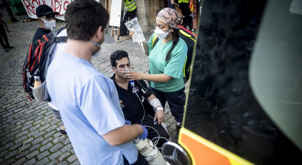 Hospitalisation Sans-Papiers Grève de la faim 19072021 - Belga Hatim Kaghat