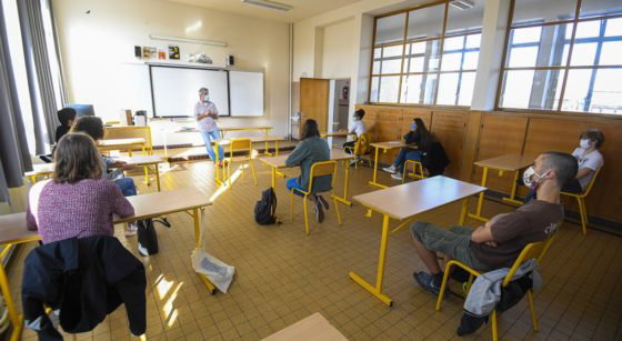 Classe école secondaire Masque Covid-19 - Belga Laurie Dieffembacq