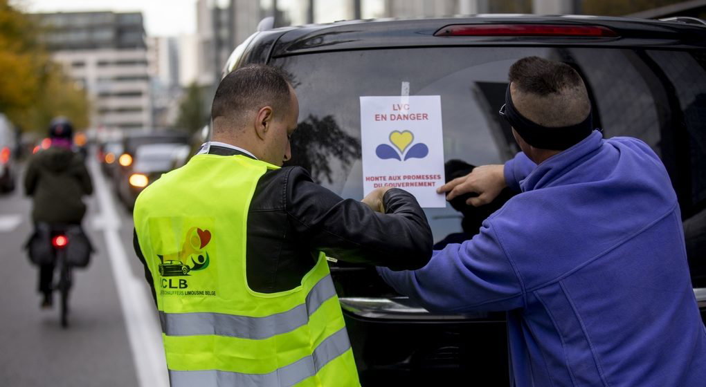 Manifestation Chauffeurs LVC Uber 30092021 - Photo 1 - Belga Hatim Kaghat